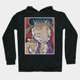 King Cat - White Outlined Design Hoodie